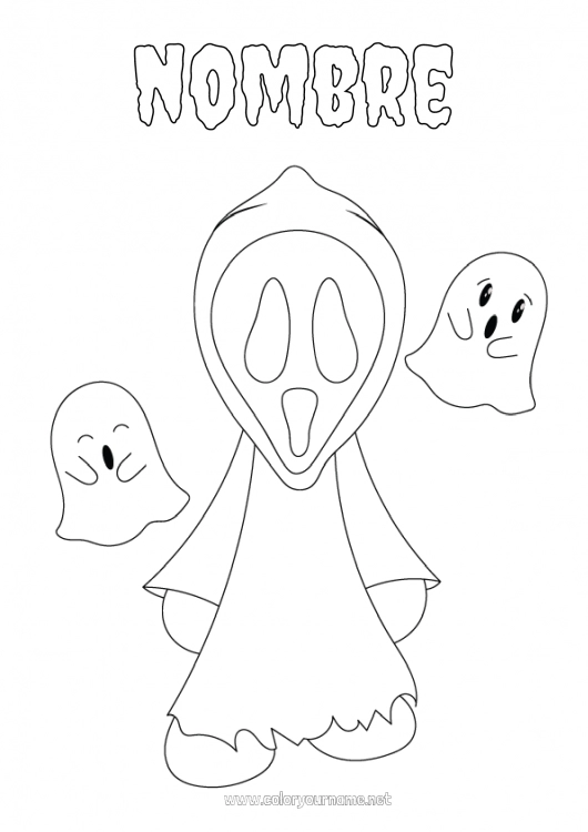 Dibujo para colorear para imprimir Fantasma Monstruo Halloween