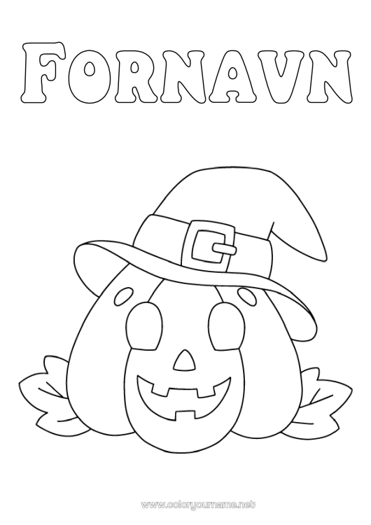 Fargeleggingssiden til utskrift Gresskar Jack O'Lantern Hatt Enkle fargelegginger