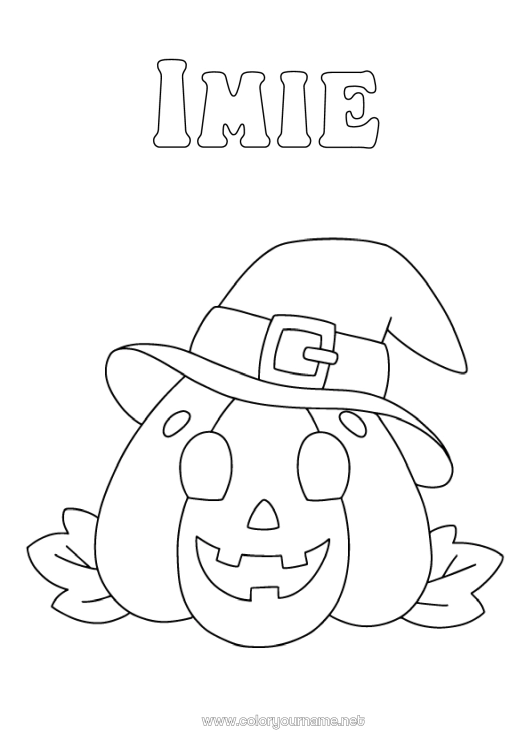 Kolorowanka do wydruku Dynia Jack O'Lantern Kapelusz Łatwe kolorowanki