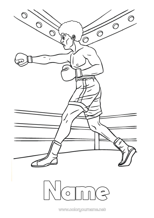 Colouring page to print Sport Combat Sports Boxing