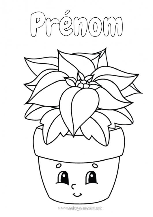 Coloriage à imprimer Kawaii Poinsettia