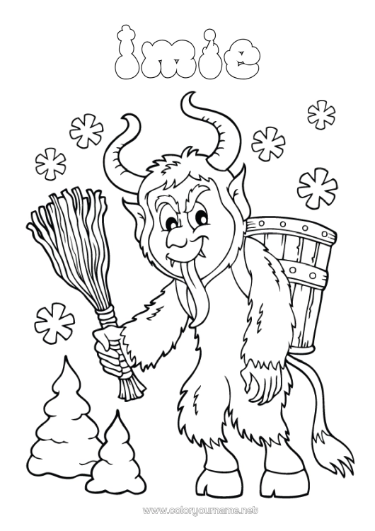 Kolorowanka do wydruku Potwór Krampus Święty Mikołaj
