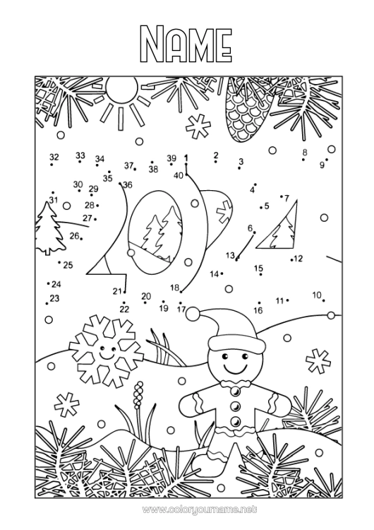Colouring page to print Snowman Figure Children's Activities Connecting Points 2024 Connect The Numbers