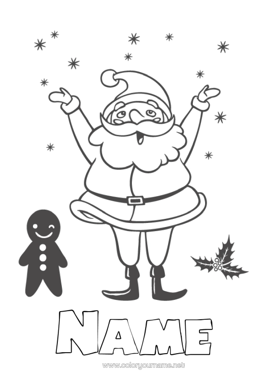 Colouring page to print Father Christmas Christmas Gingerbread