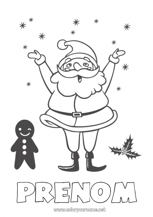 Coloriage à imprimer Père Noël Noël Pain d'épices