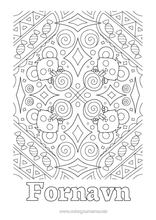 Farvelægningssiden til udskrivning Flagermus Slik Slik eller ballade? Halloween Mandala Mus Slik, søde sager Komplekse farvelægninger Fugle og flyvende pattedyr Skovens dyr Sut