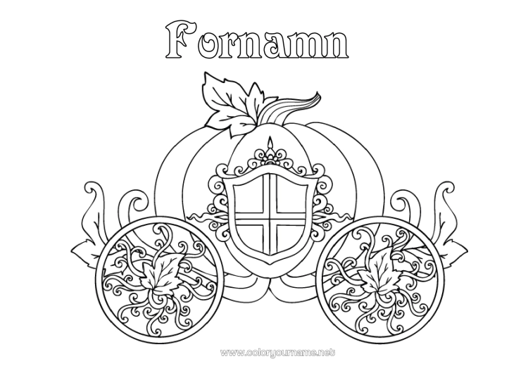 Färgläggningssida att skriva ut Pumpa Fordon Sago berättelse Kärror och vagnar Historiska eller vintagefordon Askungen