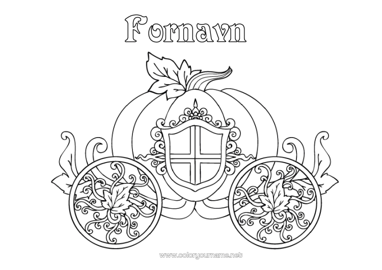 Farvelægningssiden til udskrivning Græskar Køretøjer Eventyr Køretøjer og hestevogne Historiske eller vintage køretøjer Askepot