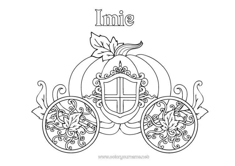 Kolorowanka do wydruku Dynia Pojazdy Bajka Furmanek i powozy Pojazdy historyczne lub vintage Kopciuszek