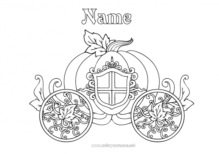 Coloring page to print Pumpkin Vehicles Fairy tale Carriages and coaches Historical or vintage vehicles Cinderella