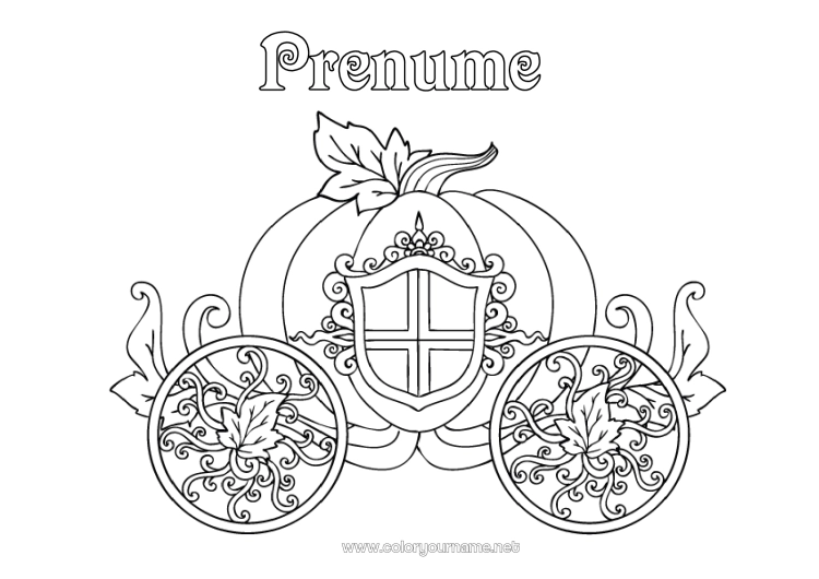 Pagină de colorat de imprimat Dovleac Vehicule Poveste cu zâne Trăsuri și căruțe Vehicule istorice sau vintage Cenușăreasa