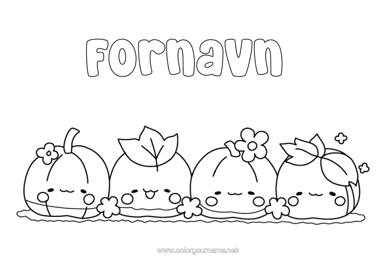 Farvelægningssiden til udskrivning Græskar Kawaii