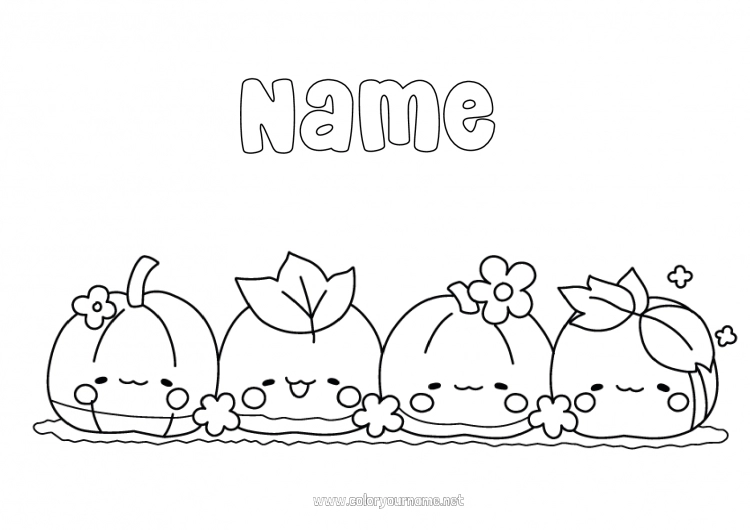 Coloring page to print Pumpkin Kawaii