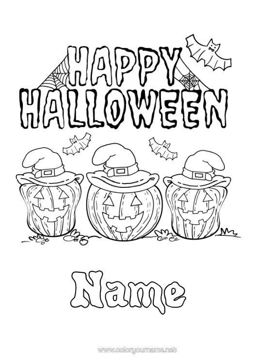 Colouring page to print Bat Pumpkin Halloween Jack O'lantern Birds And Flying Mammals Halloween Sign-Up