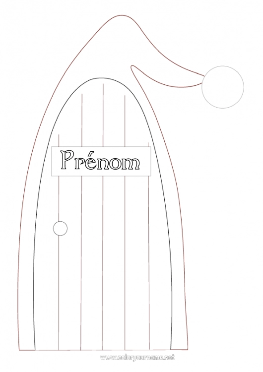 Coloriage à imprimer Lutins de Noël Porte