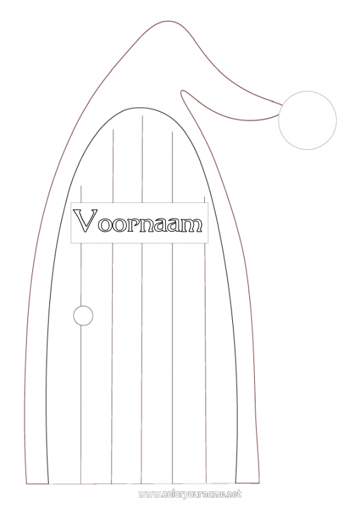 Kleurplaat om af te drukken Kerstelf Deur