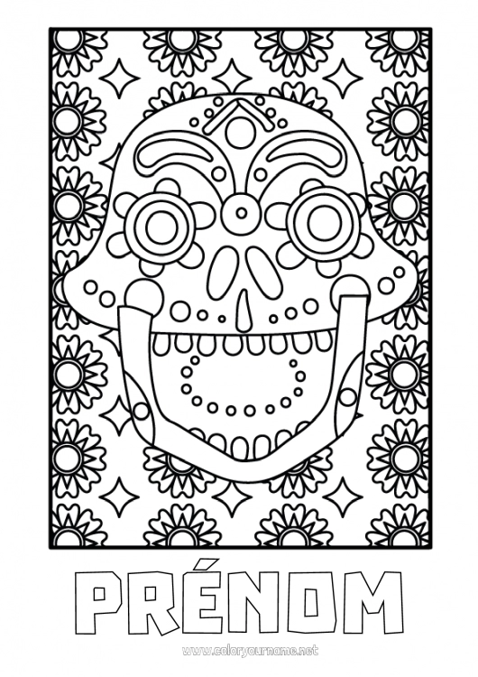 Coloriage à imprimer Día de los Muertos Calaveras, têtes de mort