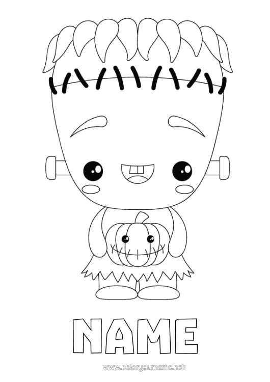 Colouring page to print Monster Frankenstein