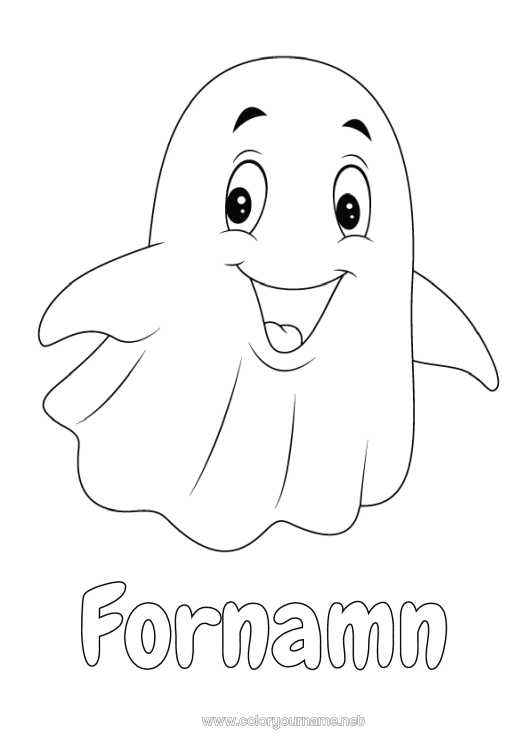Färgläggningssida att skriva ut Spöke Halloween Lätta målarbilder