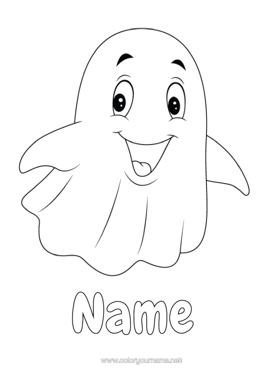 Colouring page to print Ghost Halloween Easy Colouring Pages