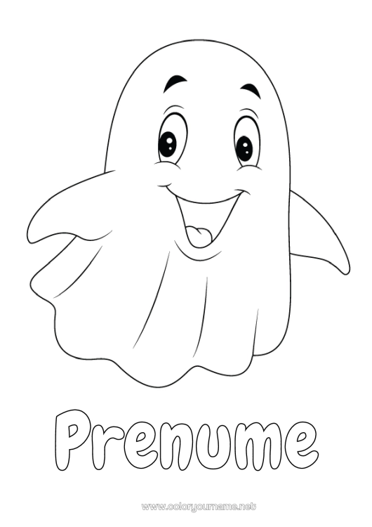 Pagină de colorat de imprimat Fantomă Halloween Desene de colorat ușoare
