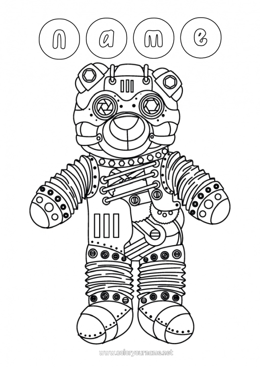 Coloring page to print Toys Teddy Bear Forest animals Games and toys Plush