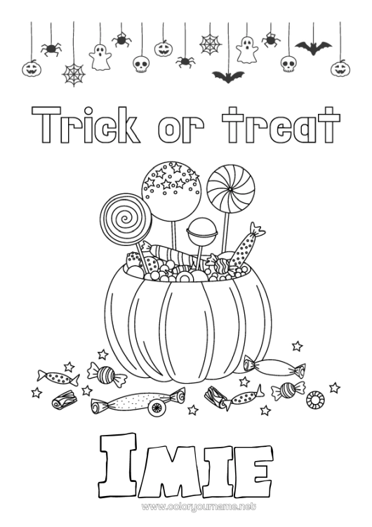 Kolorowanka do wydruku Cukierki Cukierek albo psikus? Halloween Słodkości, łakocie Słodka laska