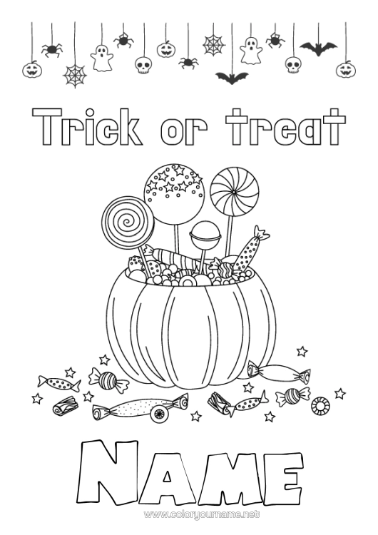Colouring page to print Sweets Trick Or Treat? Halloween Treats, Sweets Pacifier