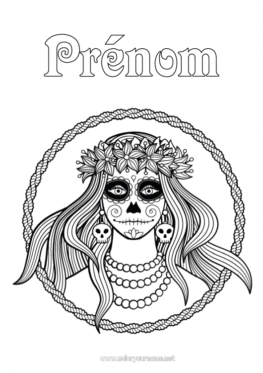 Coloriage à imprimer Día de los Muertos Catrina