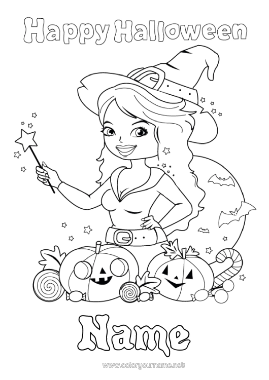 Colouring page to print Witch Halloween Halloween Sign-Up