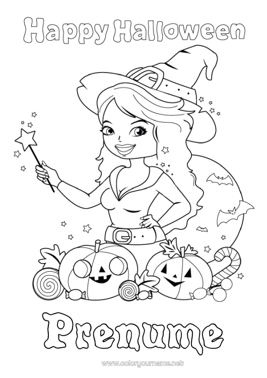 Pagină de colorat de imprimat Vrăjitoare Halloween Înscriere 