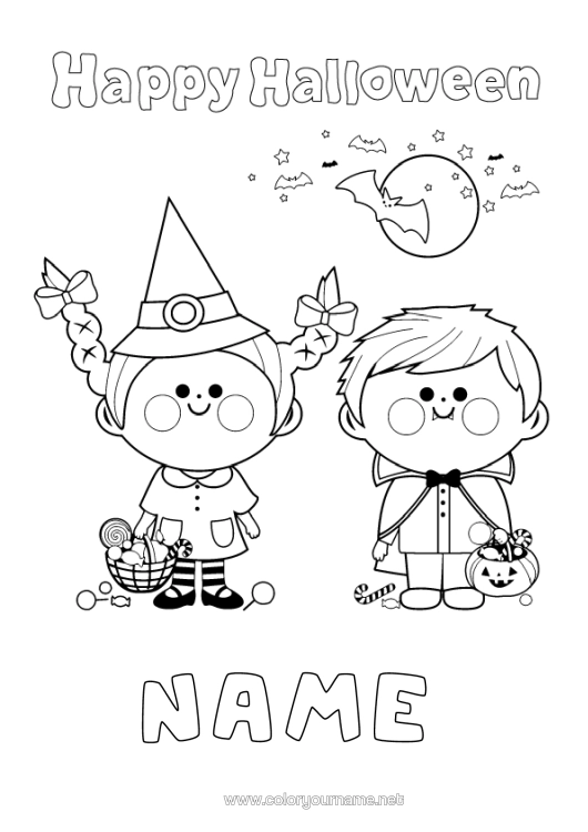 Colouring page to print Vampire Disguise Witch Halloween Halloween Sign-Up