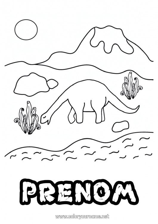 Coloriage à imprimer Dinosaures Volcan