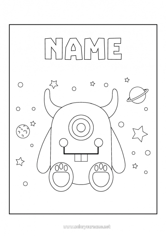 Coloring page to print Monster Alien Planets and solar system Easy coloring pages Astronomy