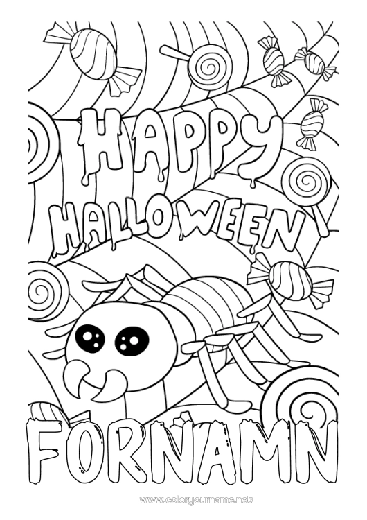 Färgläggningssida att skriva ut Spindel Halloween Insekter Anmälan