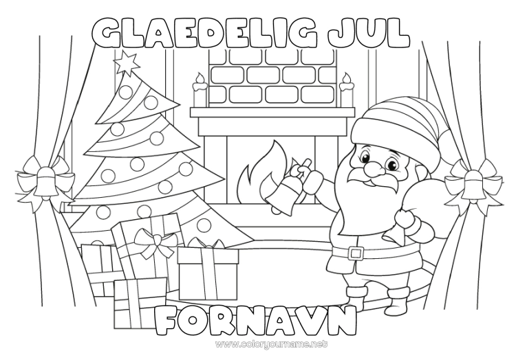 Farvelægningssiden til udskrivning Julemanden Jul Julepynt Pejs