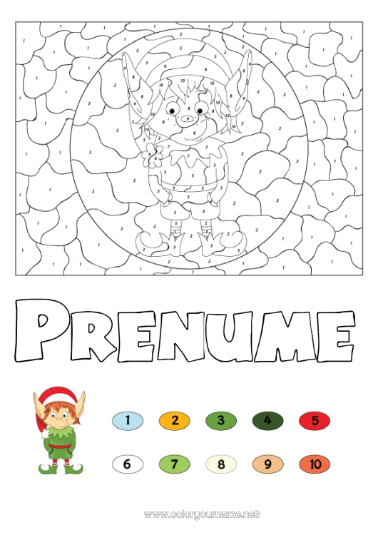 Pagină de colorat de imprimat Moșneguții de Crăciun Crăciun Număr Desene magice de colorat Activități pentru copii