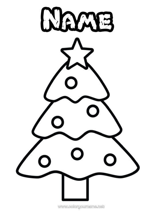 Colouring page to print Christmas Tree Easy Colouring Pages Fir Tree