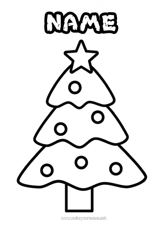 Coloring page to print Christmas tree Easy coloring pages Fir