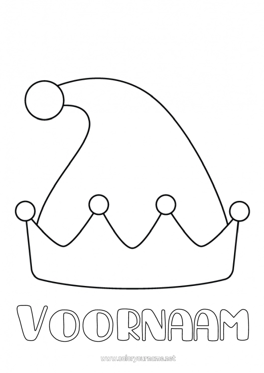 Kleurplaat om af te drukken Kerstelf Carnaval Hoed Eenvoudige kleurplaten