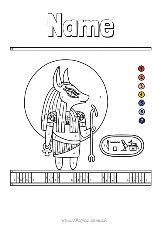 Coloring page to print Number Coloring by numbers Children's activities Egypt