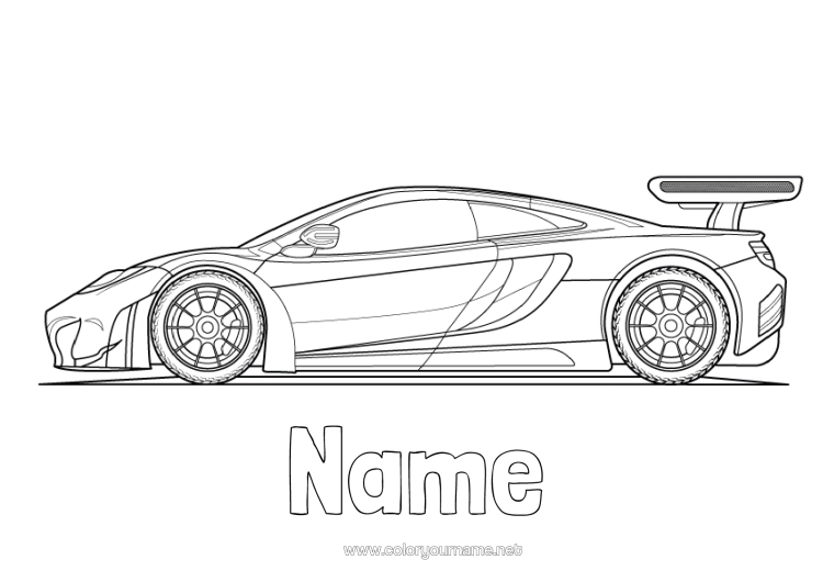 Colouring page to print Vehicles Car Course Cars, Vans And Motorhomes