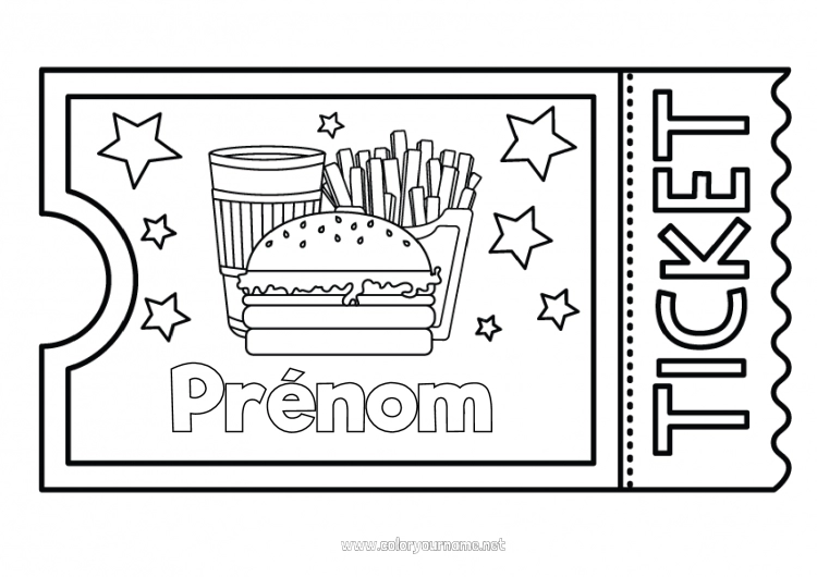 Coloriage à imprimer Hamburger Ticket