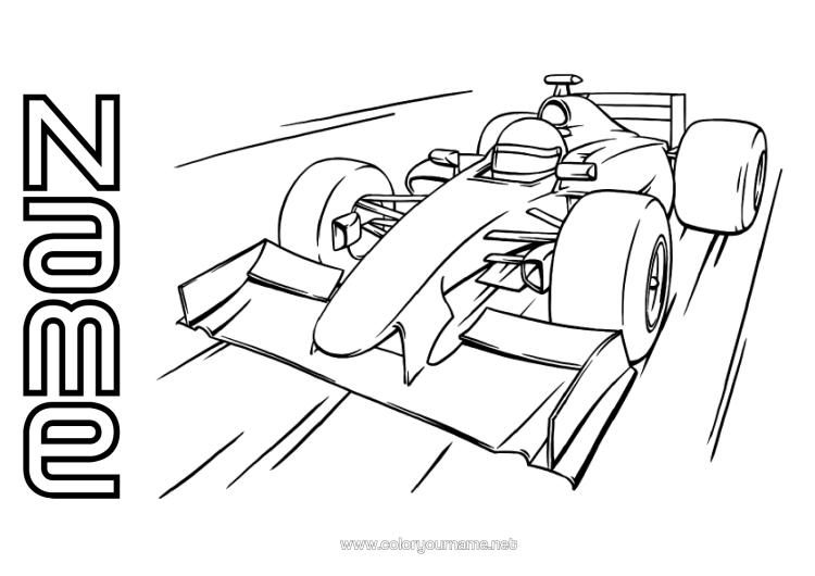 Colouring page to print Sport Vehicles Car Formula One Course Cars, Vans And Motorhomes Motor Sports