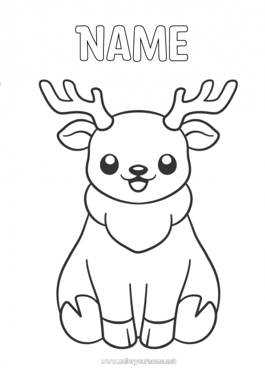 Coloring page to print Reindeer Animal Easy coloring pages Forest animals