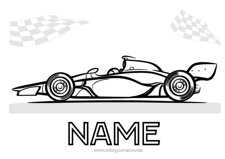 Colouring page to print Sport Vehicles Car Formula One Course Cars, Vans And Motorhomes Motor Sports