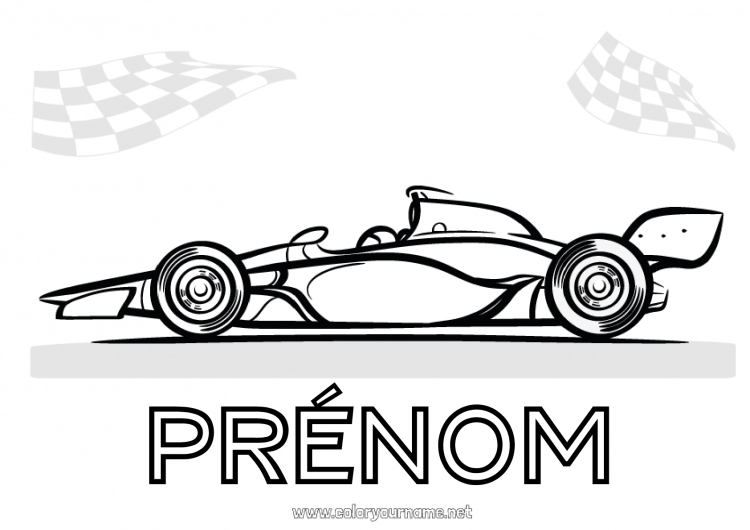 Coloriage à imprimer Véhicules Voiture Formule 1 Course Voitures, vans et camping-cars Sports mécaniques