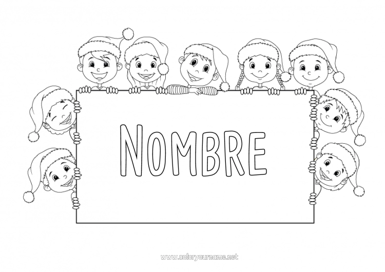 Dibujo para colorear para imprimir Elfos de navidad Niño Firmar Gorro navideño