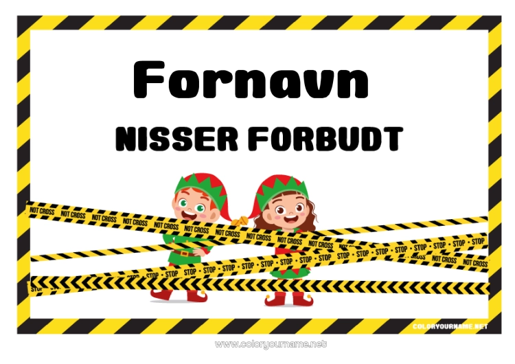 Farvelægningssiden til udskrivning Jule-nisser Skilt Dør