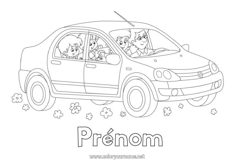 Coloriage à imprimer Papa Maman Véhicules Voiture Voitures, vans et camping-cars